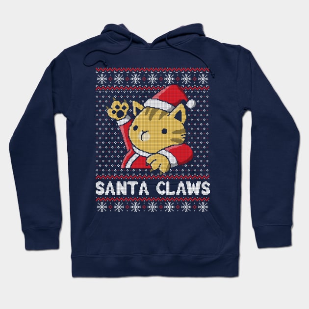 Xmas ugly sweater Cat Santa Claws Hoodie by NemiMakeit